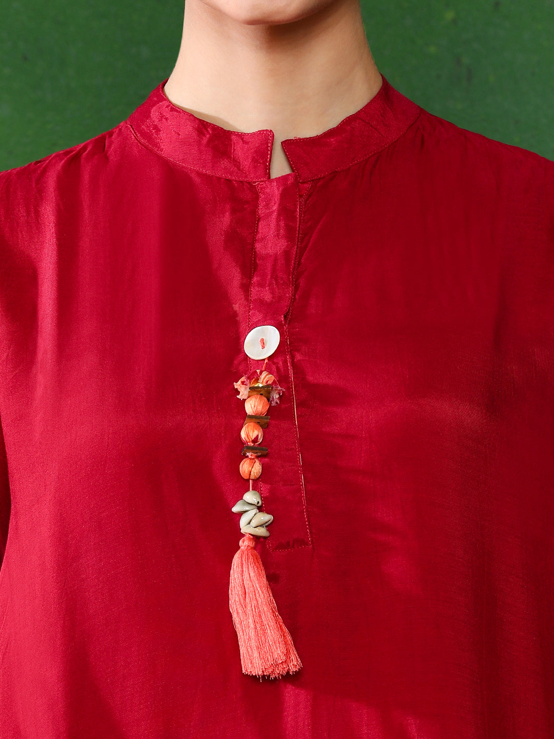 Maroon color Floral Solid A-Line Kurta and  Trousers Sets