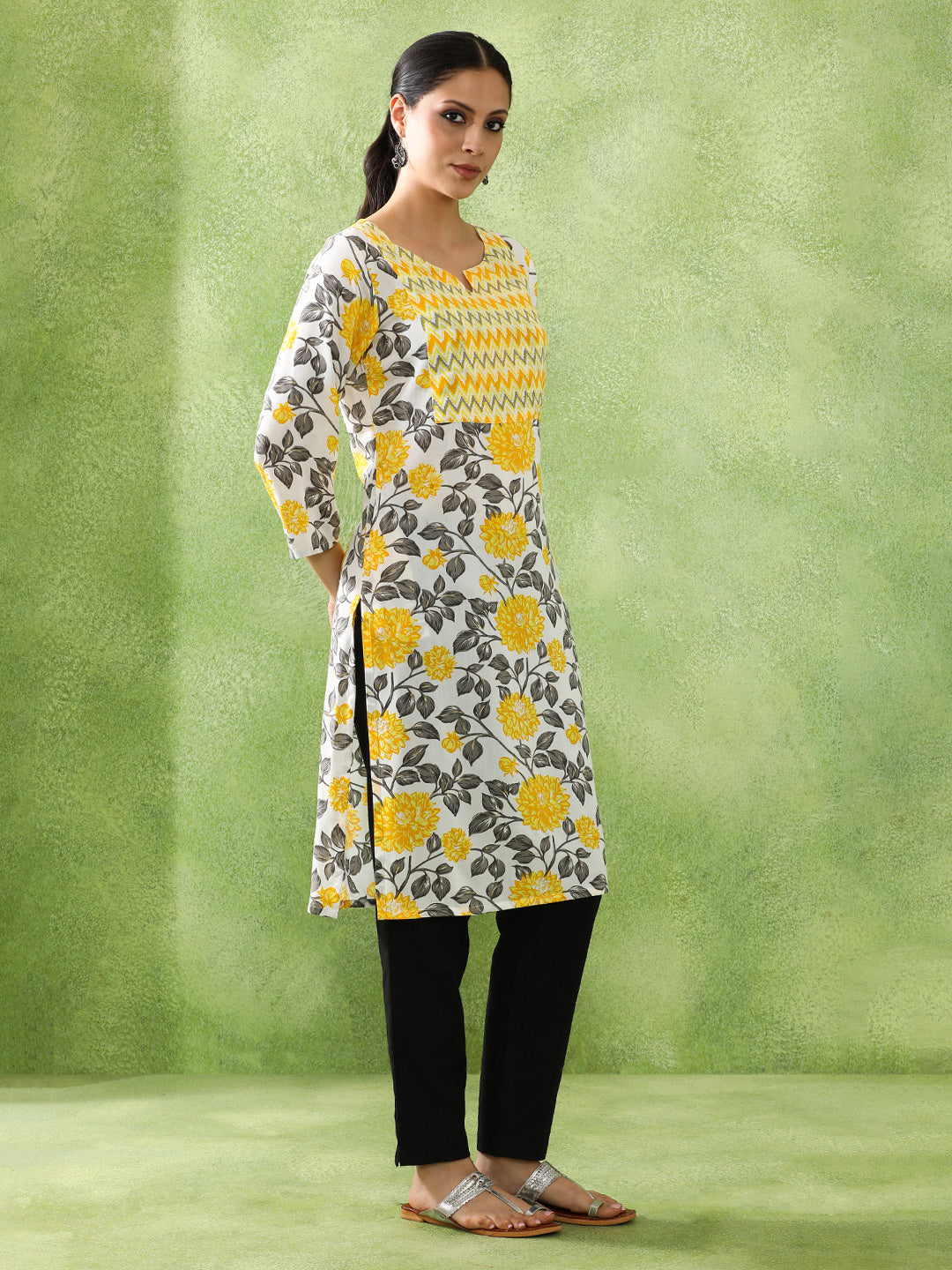Floral Printed  and Straight Kurta set