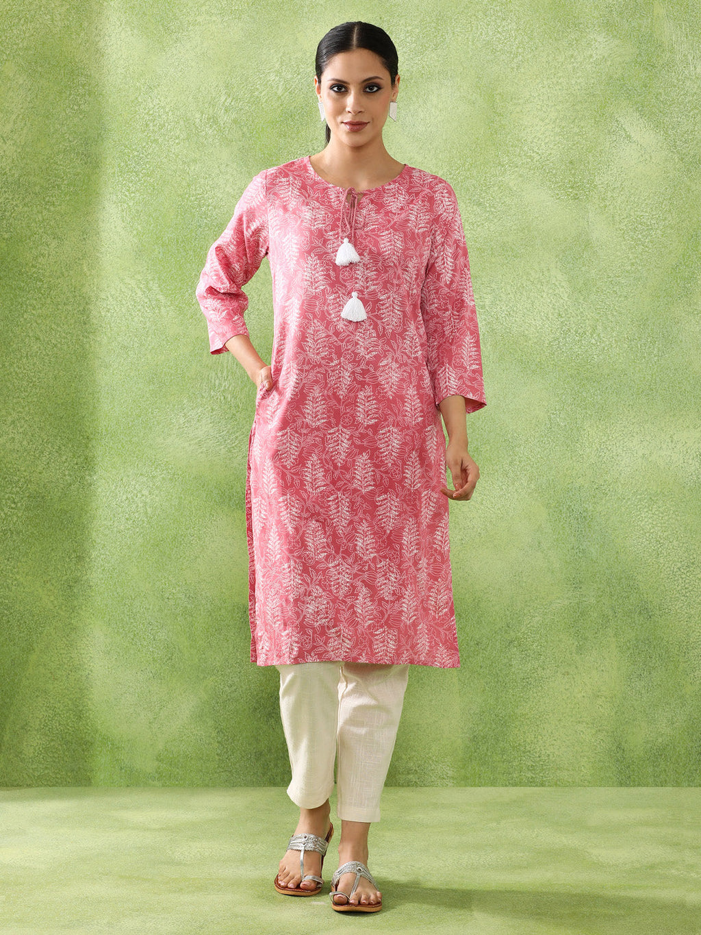 Floral Embroidered Straight Kurta set