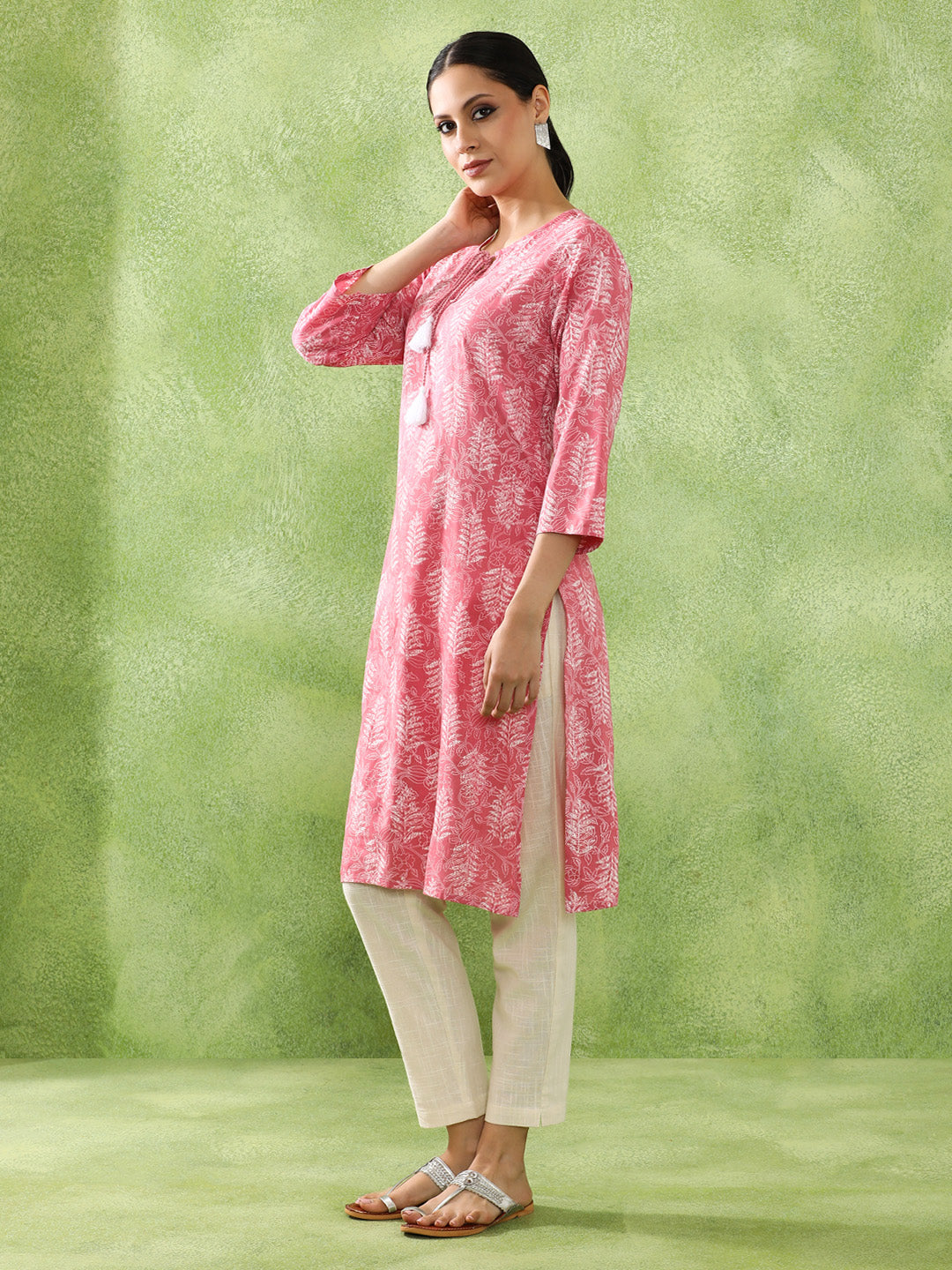 Floral Embroidered Straight Kurta set