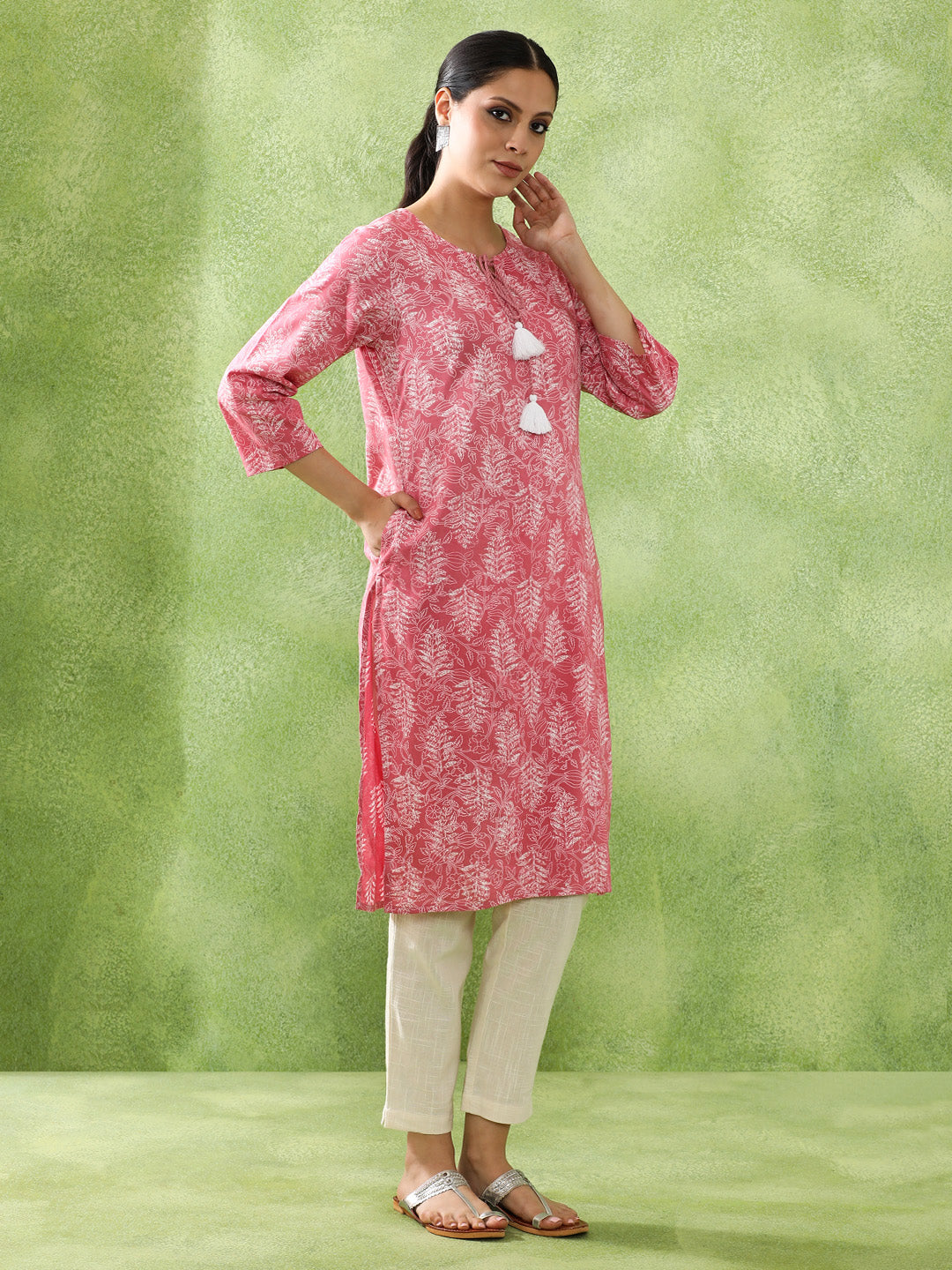 Floral Embroidered Straight Kurta set