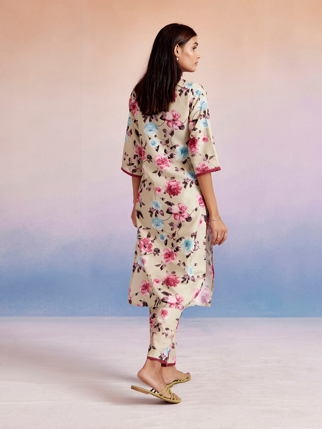 JAIPURI FLORAL  STRAIGHT KURTA  AND SET WITH PANT