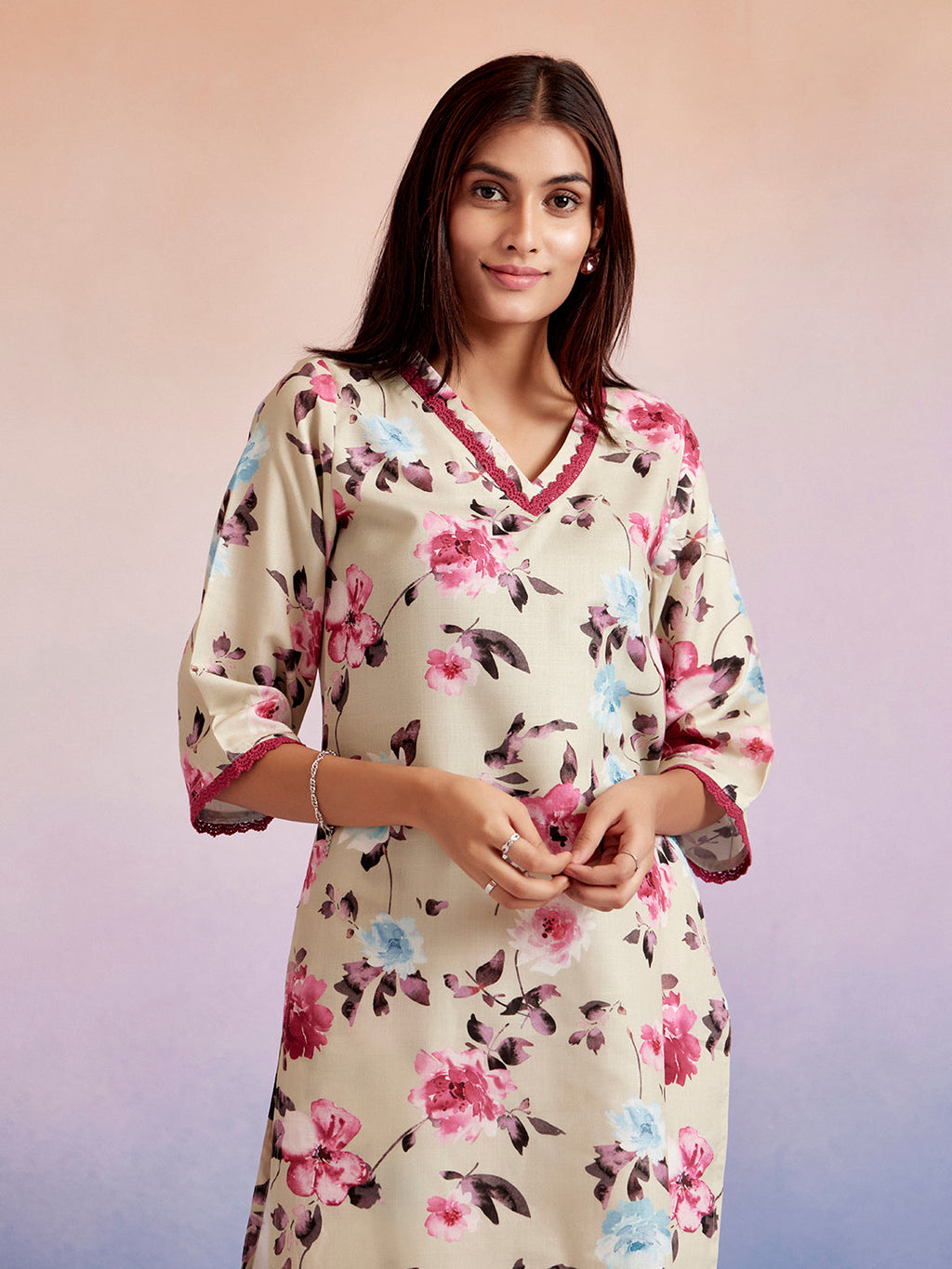 JAIPURI FLORAL  STRAIGHT KURTA  AND SET WITH PANT