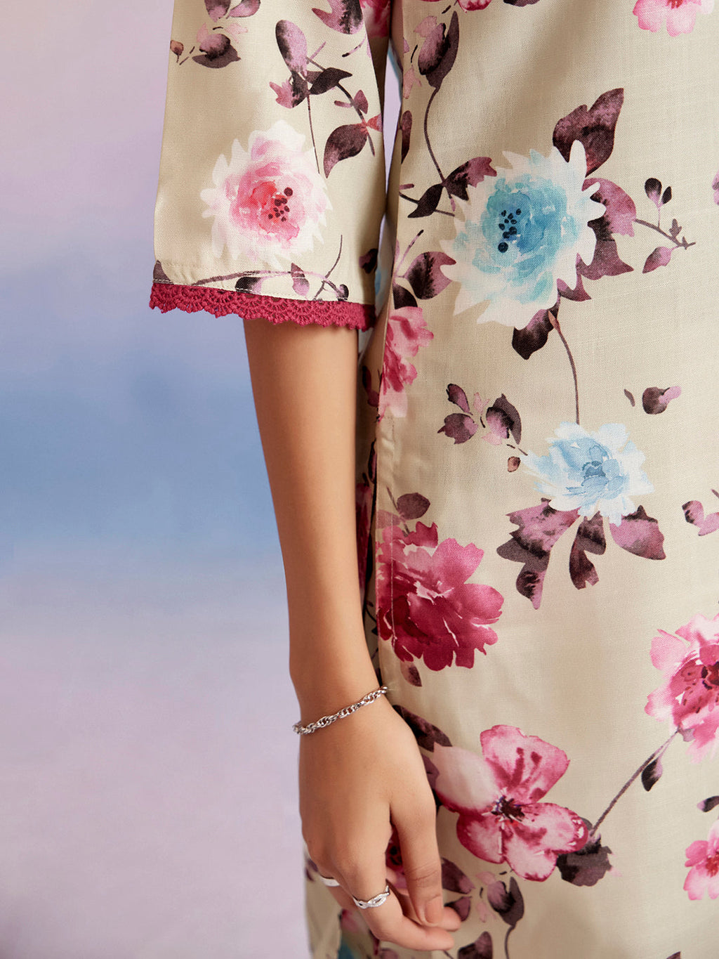 JAIPURI FLORAL  STRAIGHT KURTA  AND SET WITH PANT