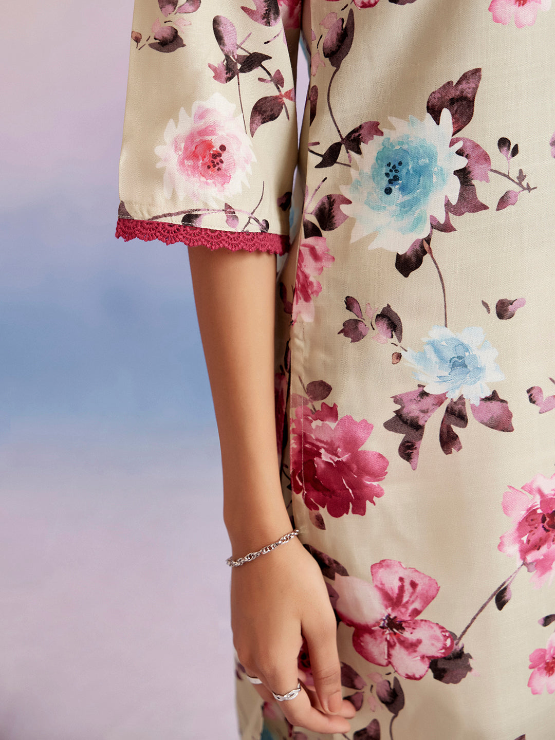 JAIPURI FLORAL  STRAIGHT KURTA  AND SET WITH PANT