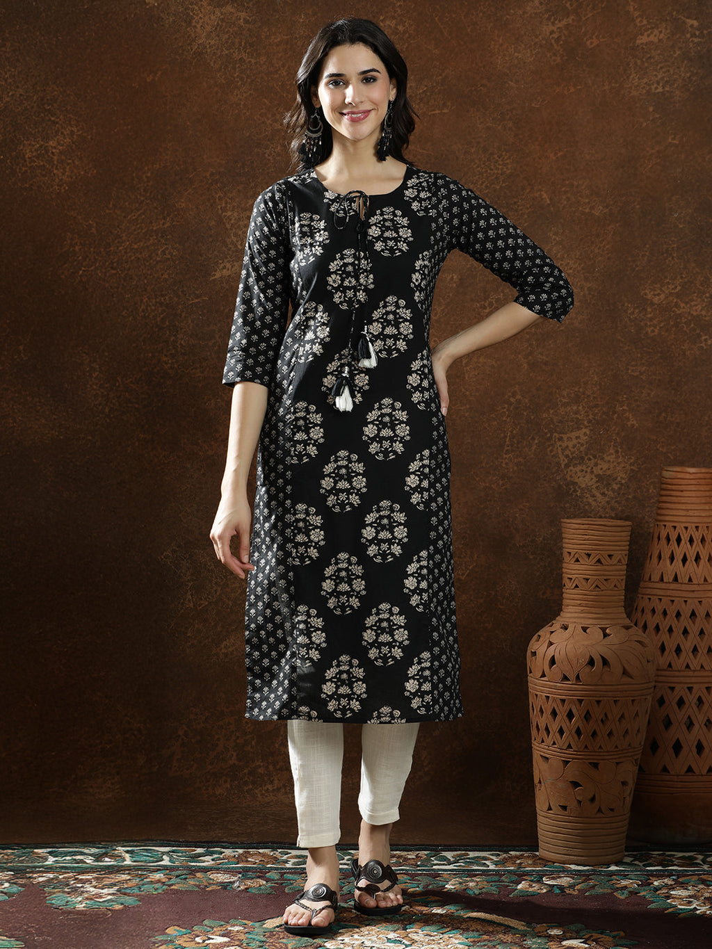 Floral Straight Pure Cotton Kurta