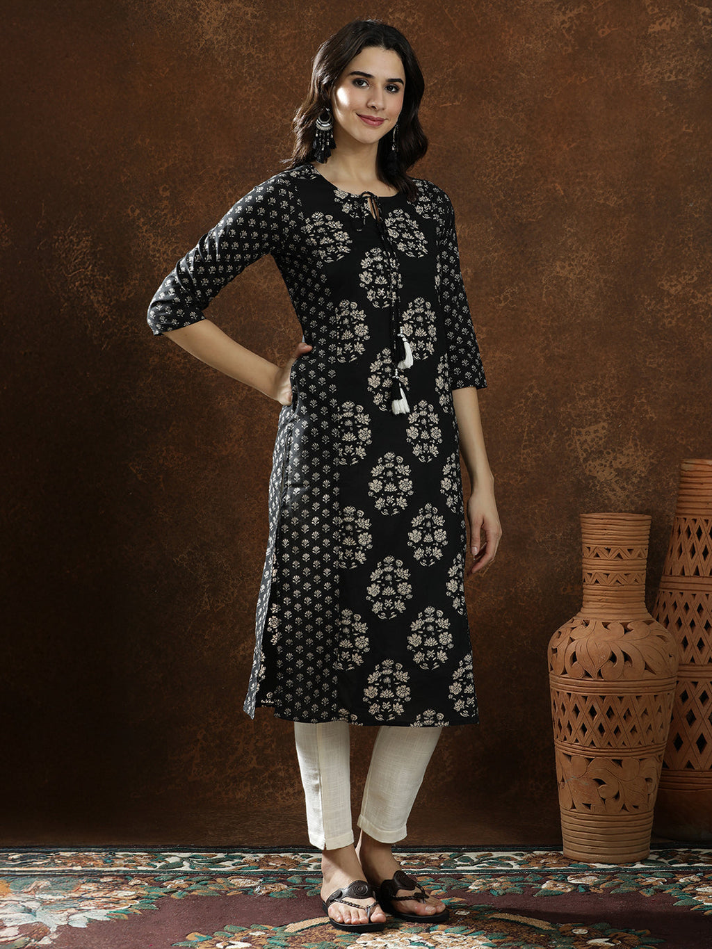 Floral Straight Pure Cotton Kurta