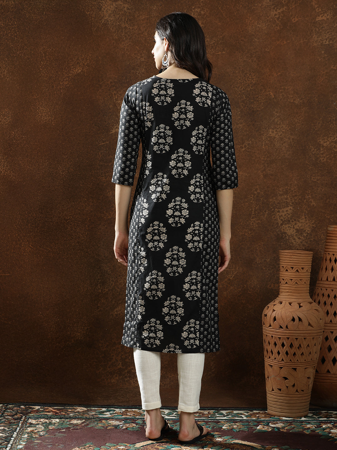 Floral Straight Pure Cotton Kurta