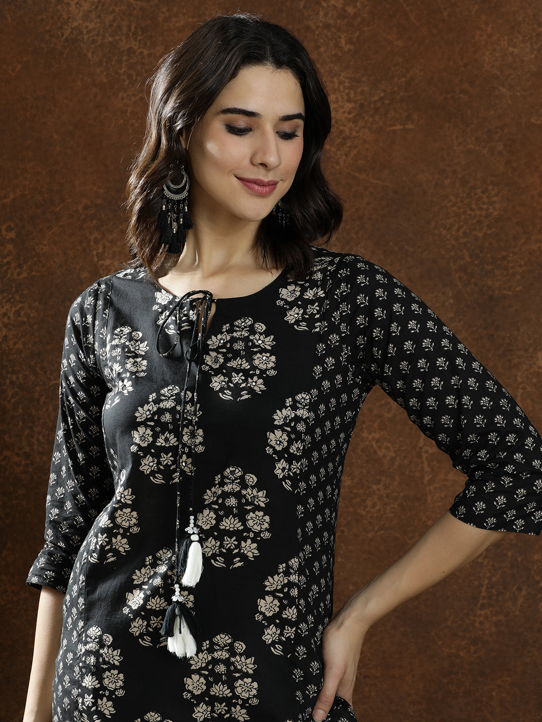 Floral Straight Pure Cotton Kurta