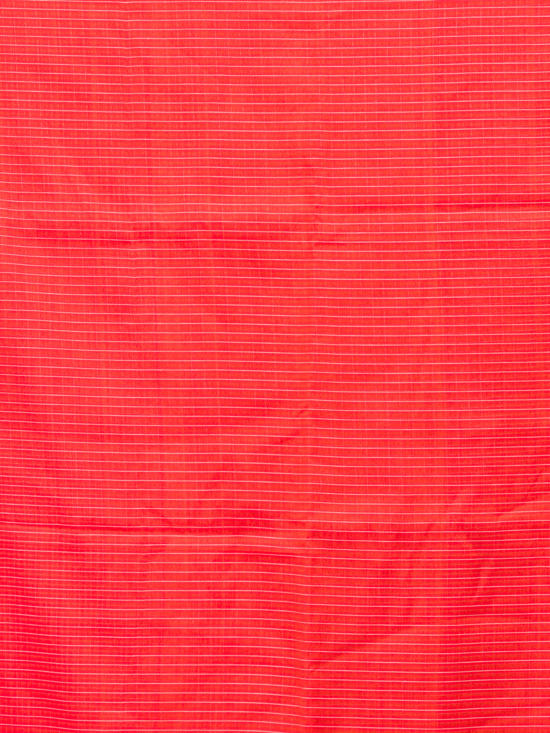 Red cotton saree with  woven checks & a stunning orange border