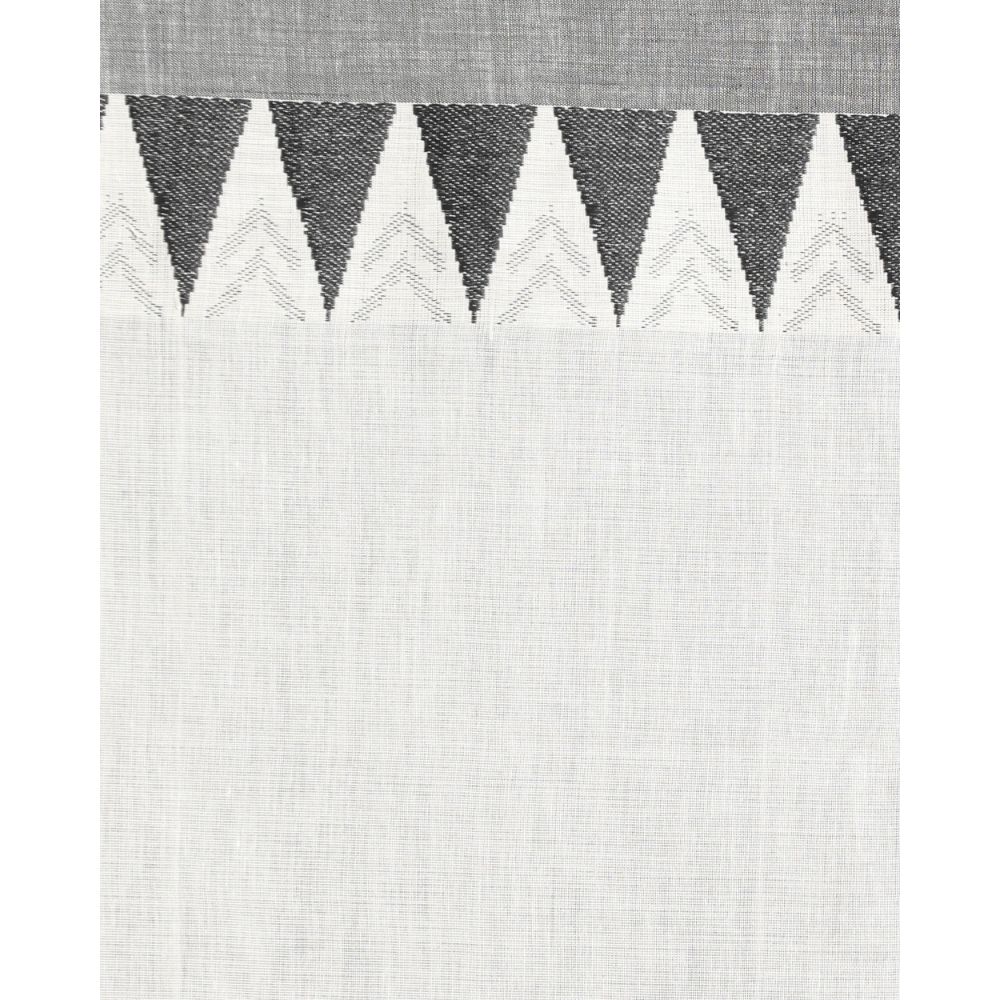 Off- White Cotton Saree with Black Border & Woven Design