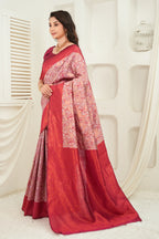 Premium Jacquard Silk Saree with Zari Woven Floral Design & Rich Contrast Pallu