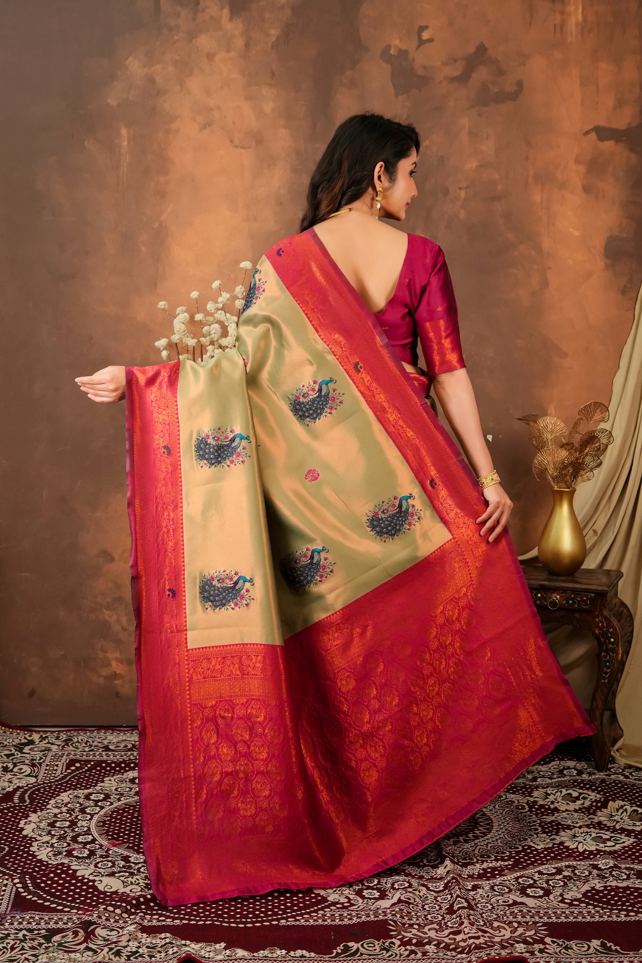 Luxury Fuchsia Pink Banarasi Silk Saree with Jacquard Border | Designer Wedding Saree for Women