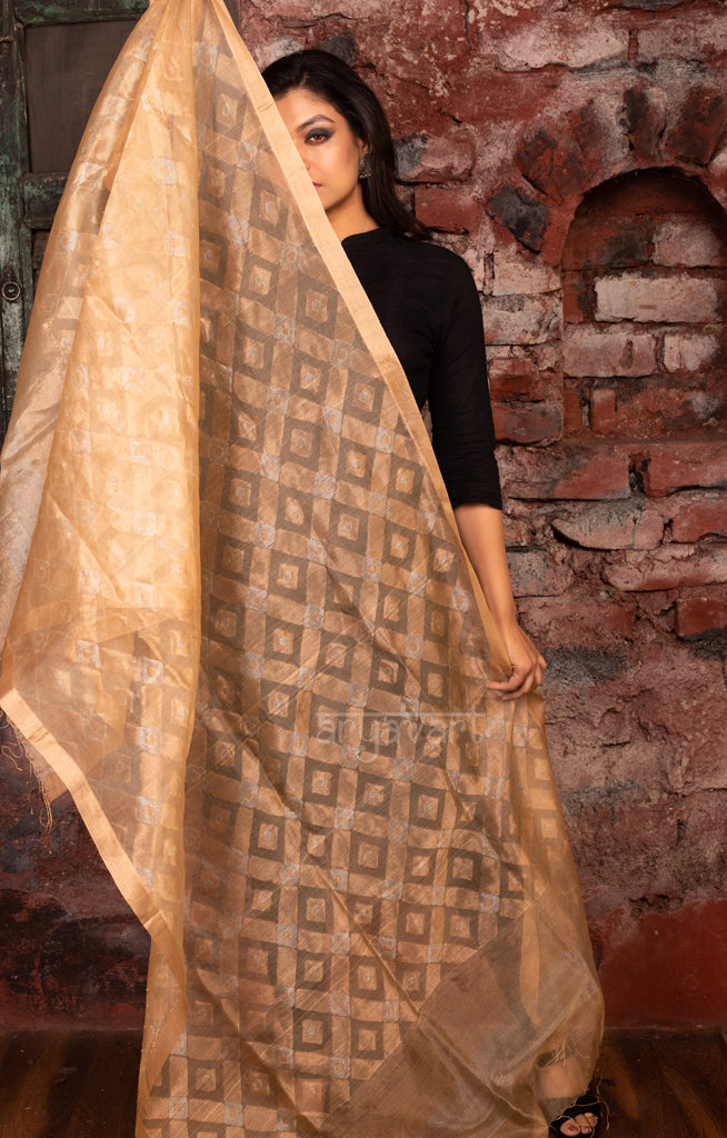 Stunning Gold Dupatta With Jamdani Work in Gold & Silver