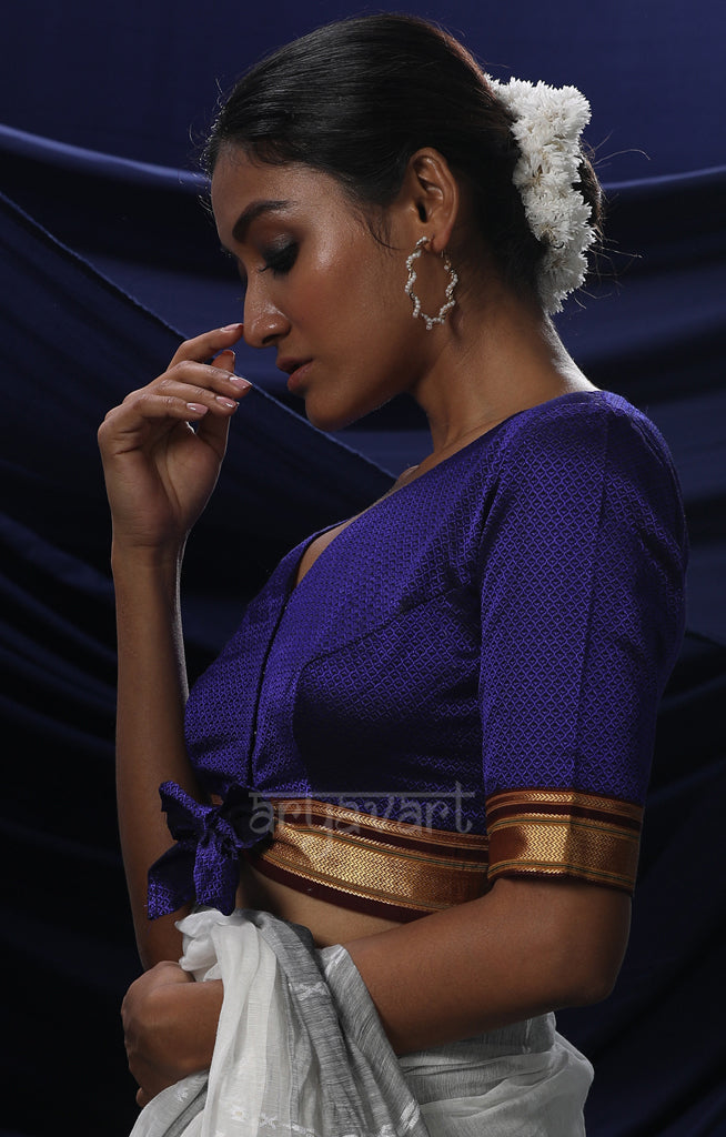 Berry Purple color  Khun Fabric Tie-up look Blouse