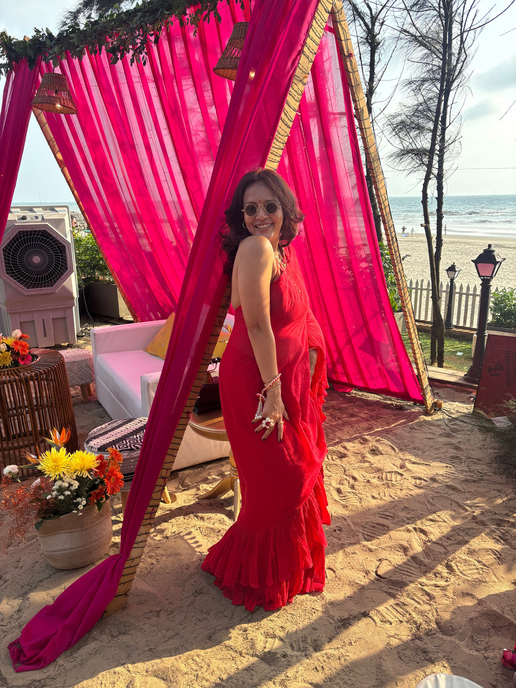 Red Ruffle Saree