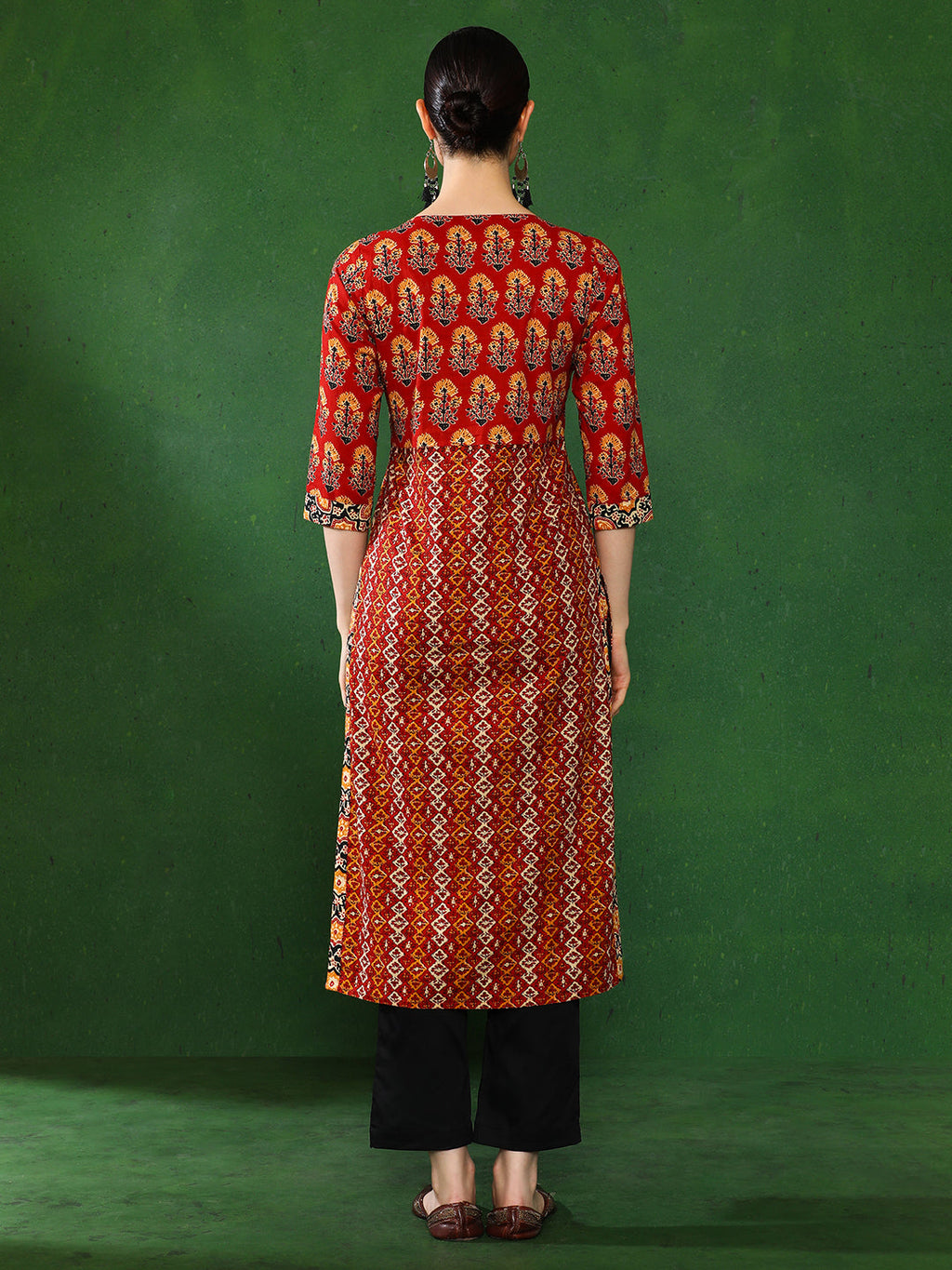 Brown Beige Ethnic Straight Kurta