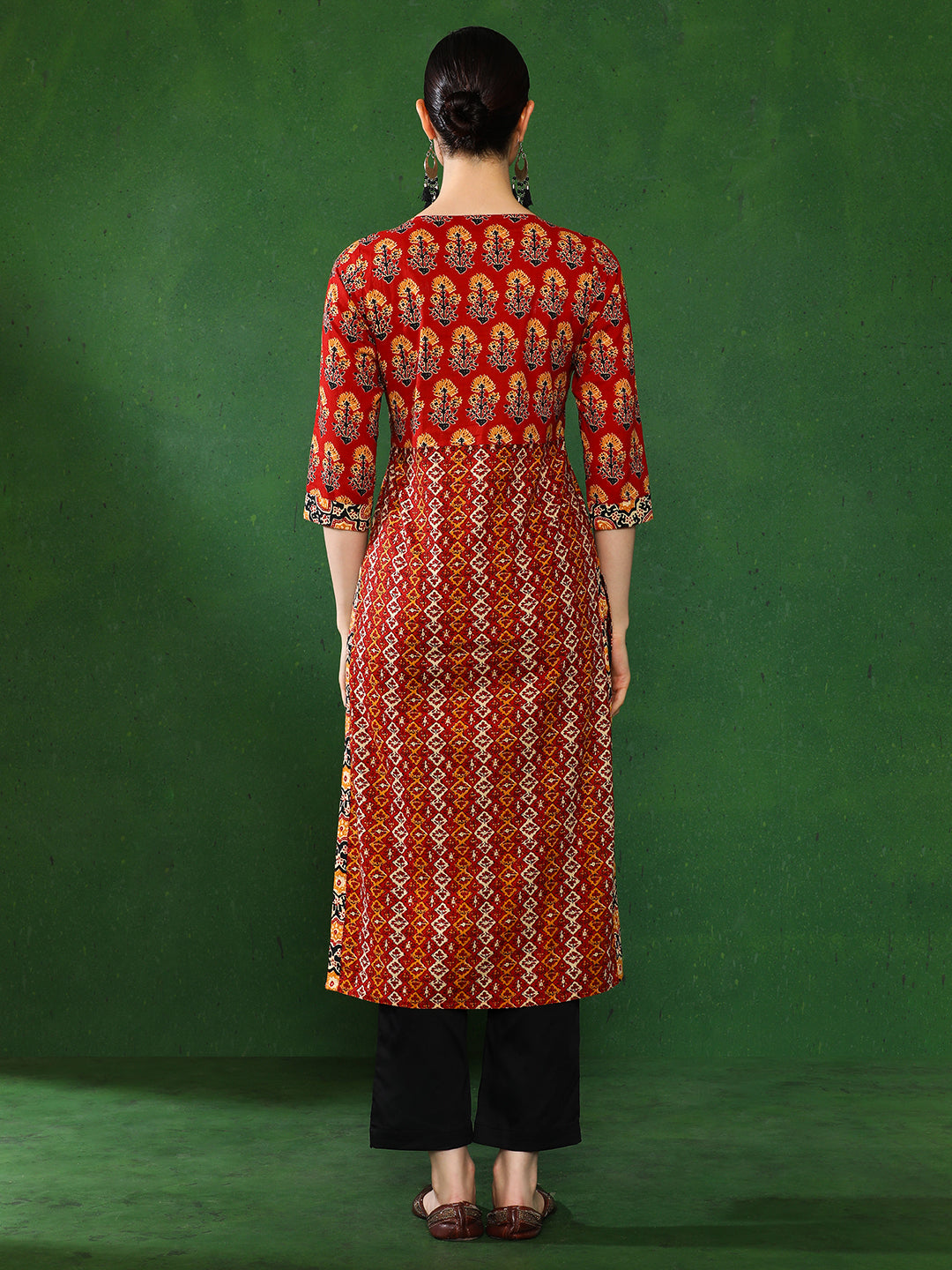 Brown Beige Ethnic Straight Kurta