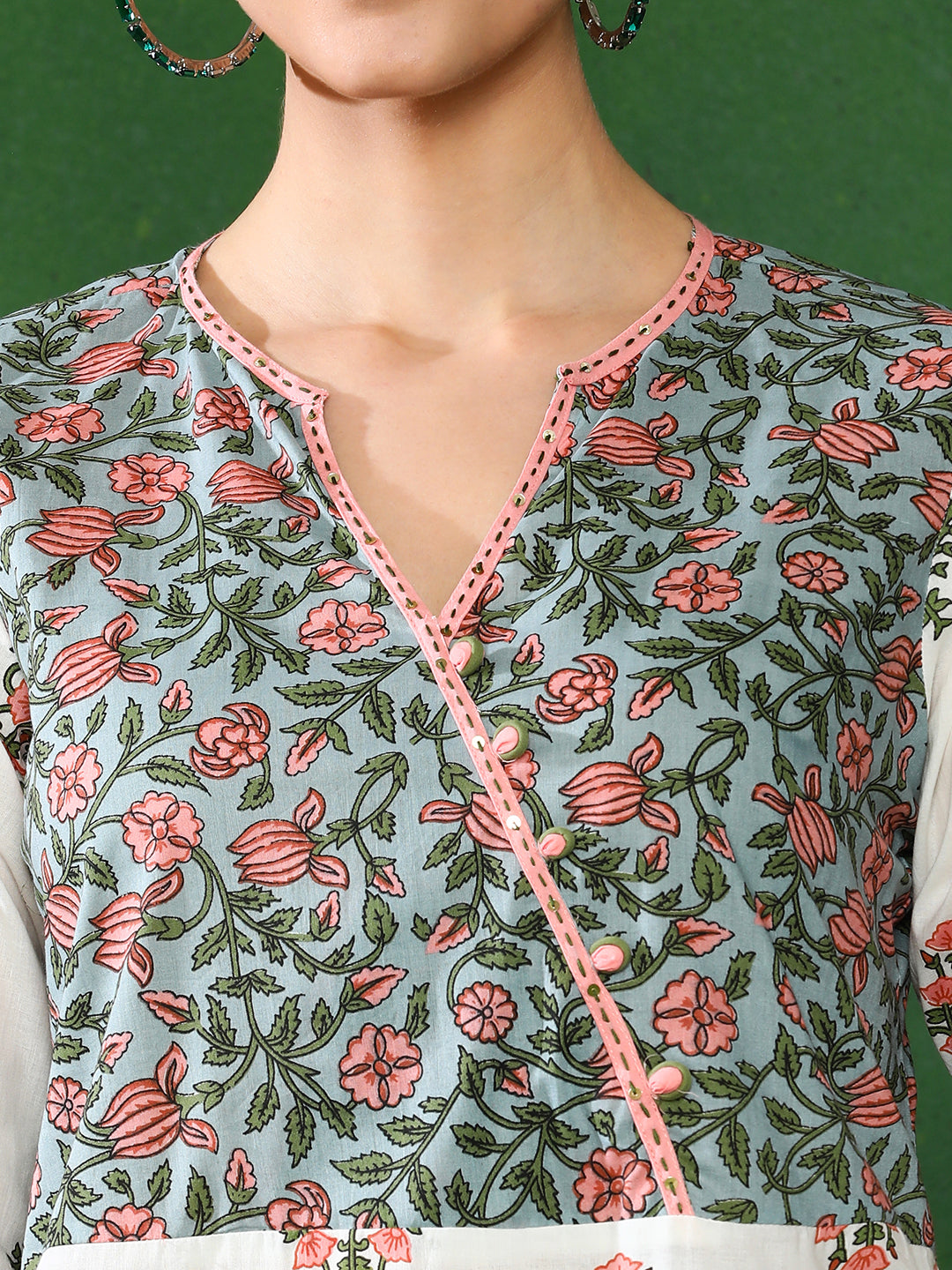 Off White Printed Straight Kurta & set