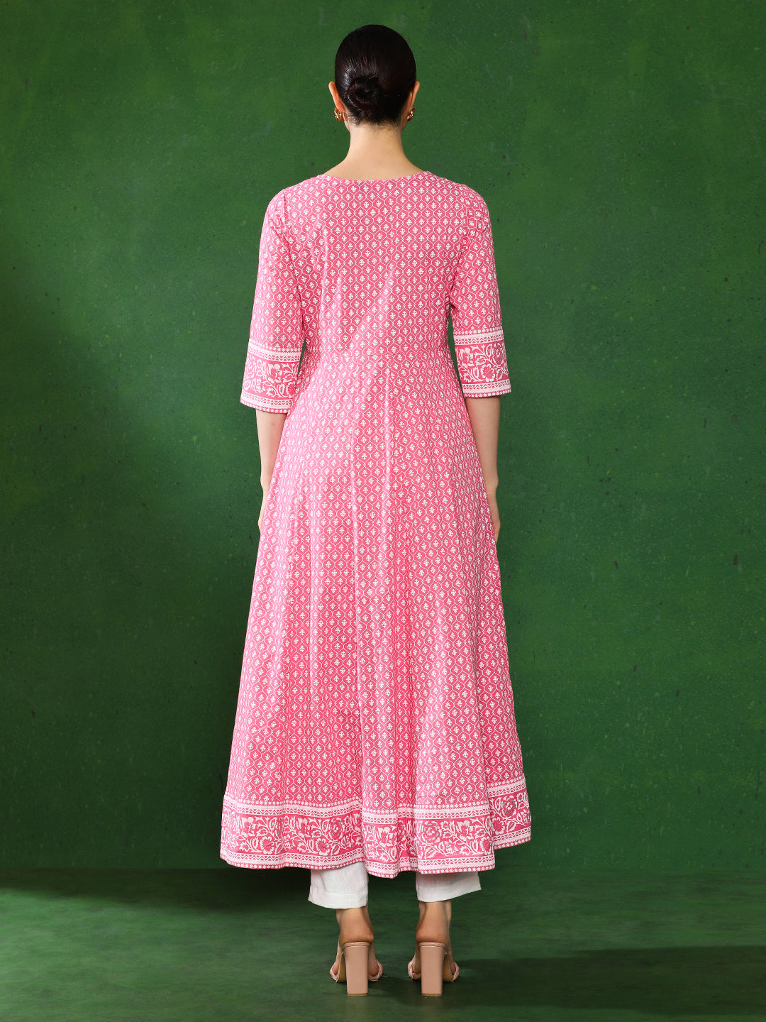 Printed Anarkali Embroidered Yoke