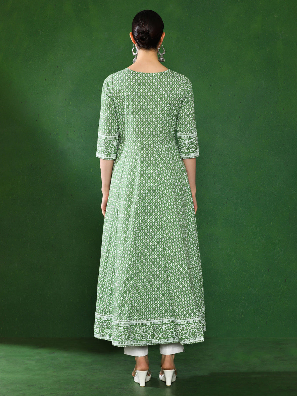 printed Anarkali Embroidered Yoke
