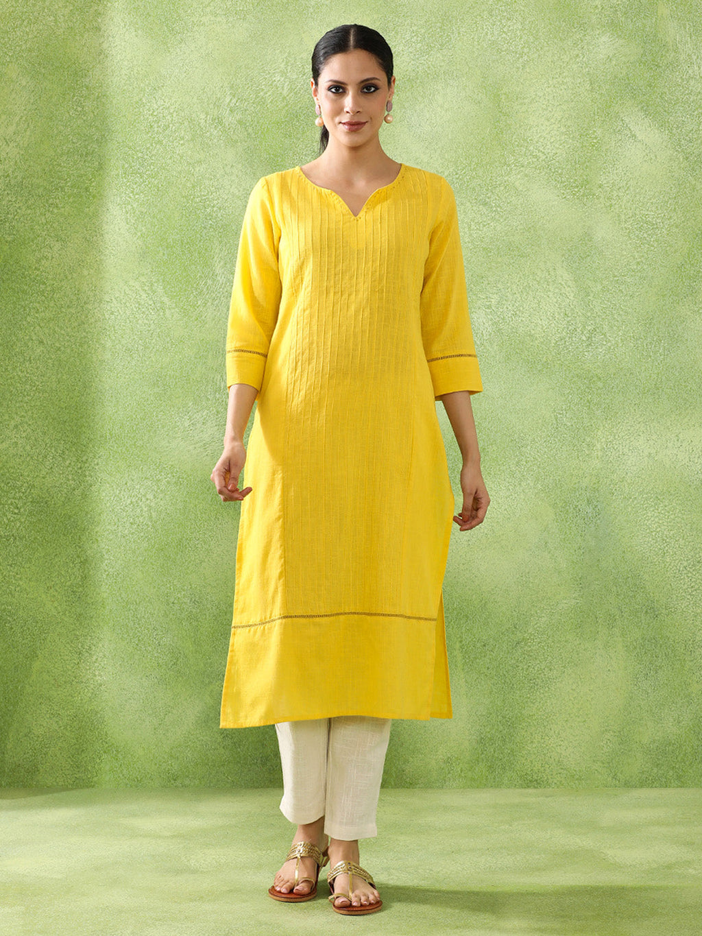 Woven Embroidered Straight  Kurta