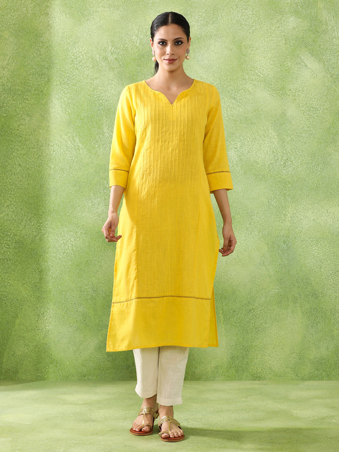 Woven Embroidered Straight  Kurta