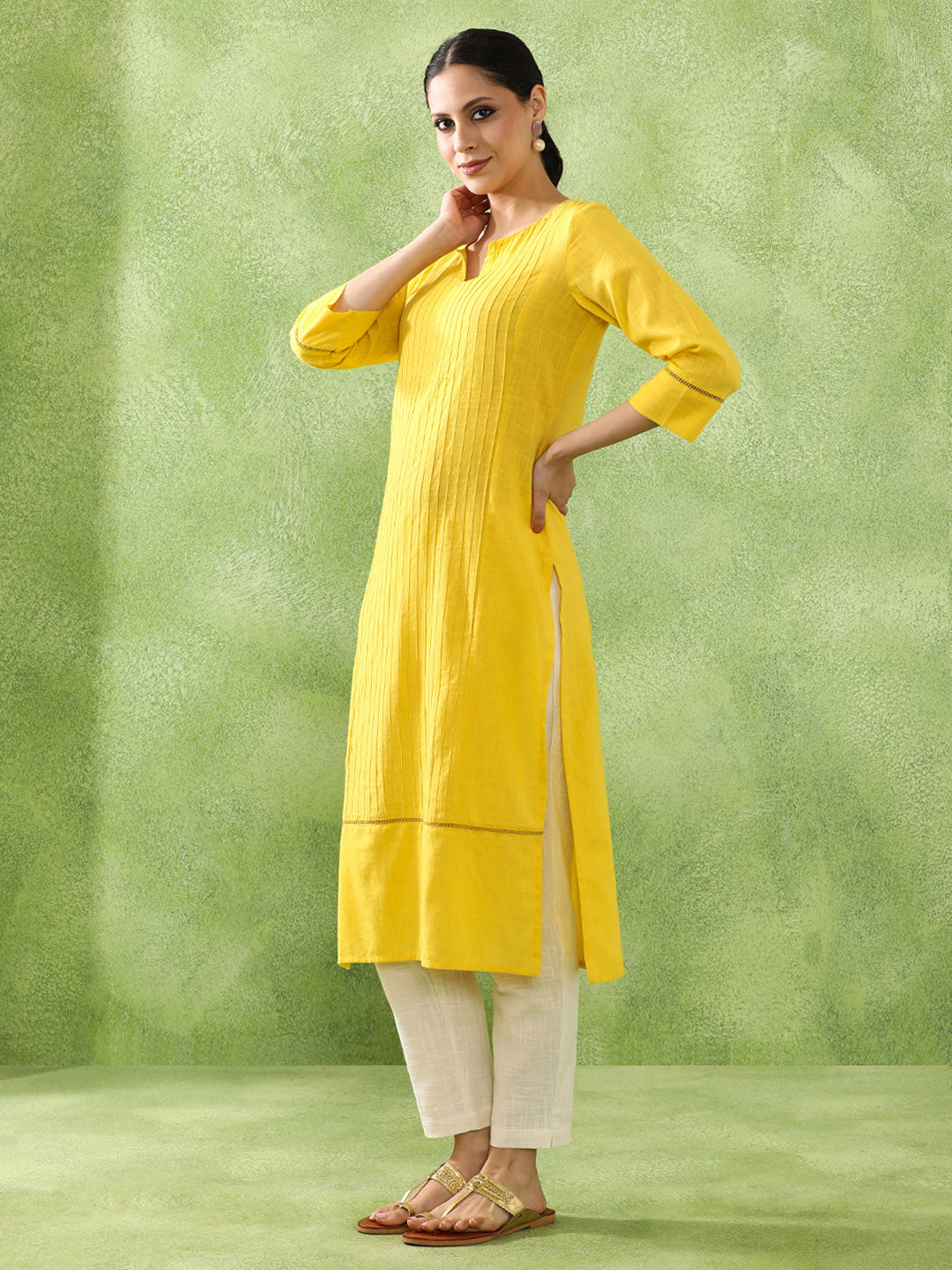 Woven Embroidered Straight  Kurta