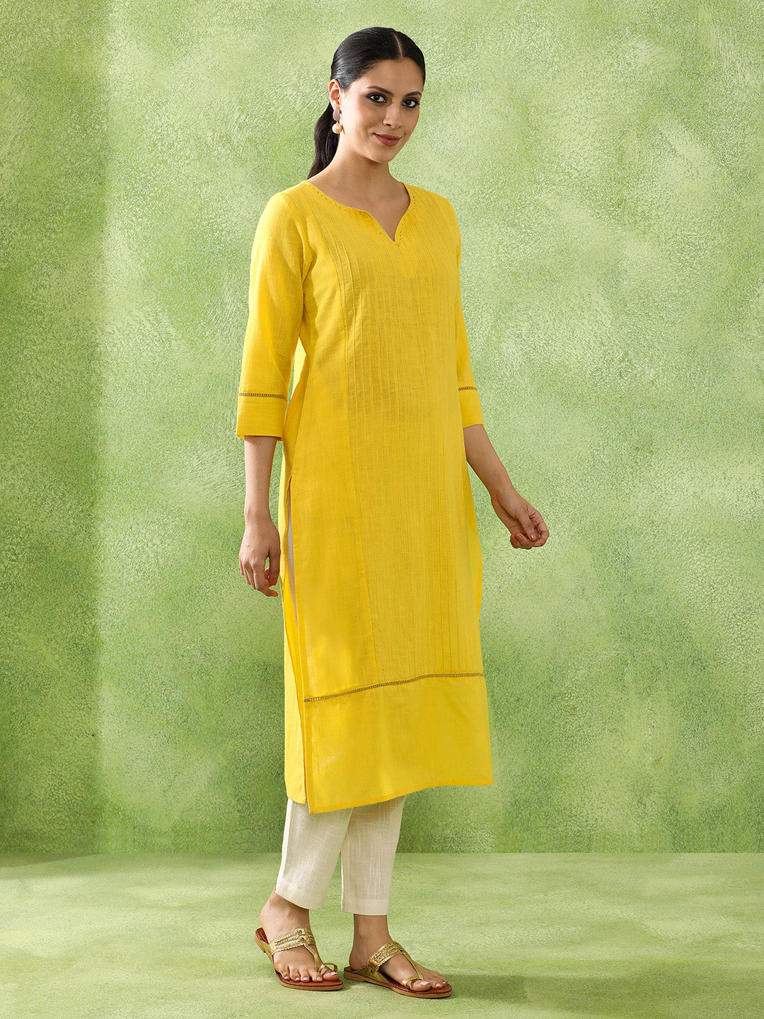 Woven Embroidered Straight  Kurta