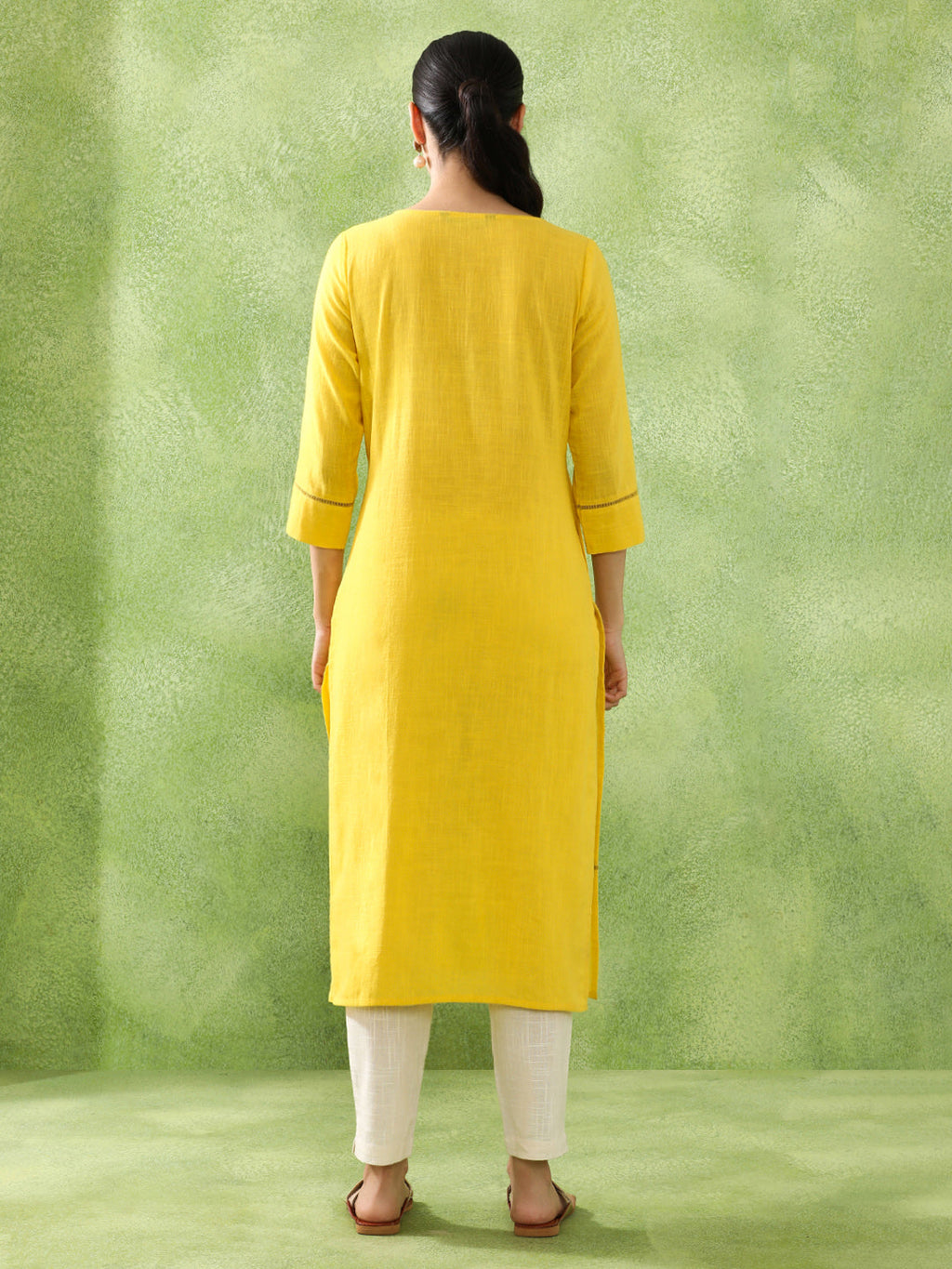 Woven Embroidered Straight  Kurta