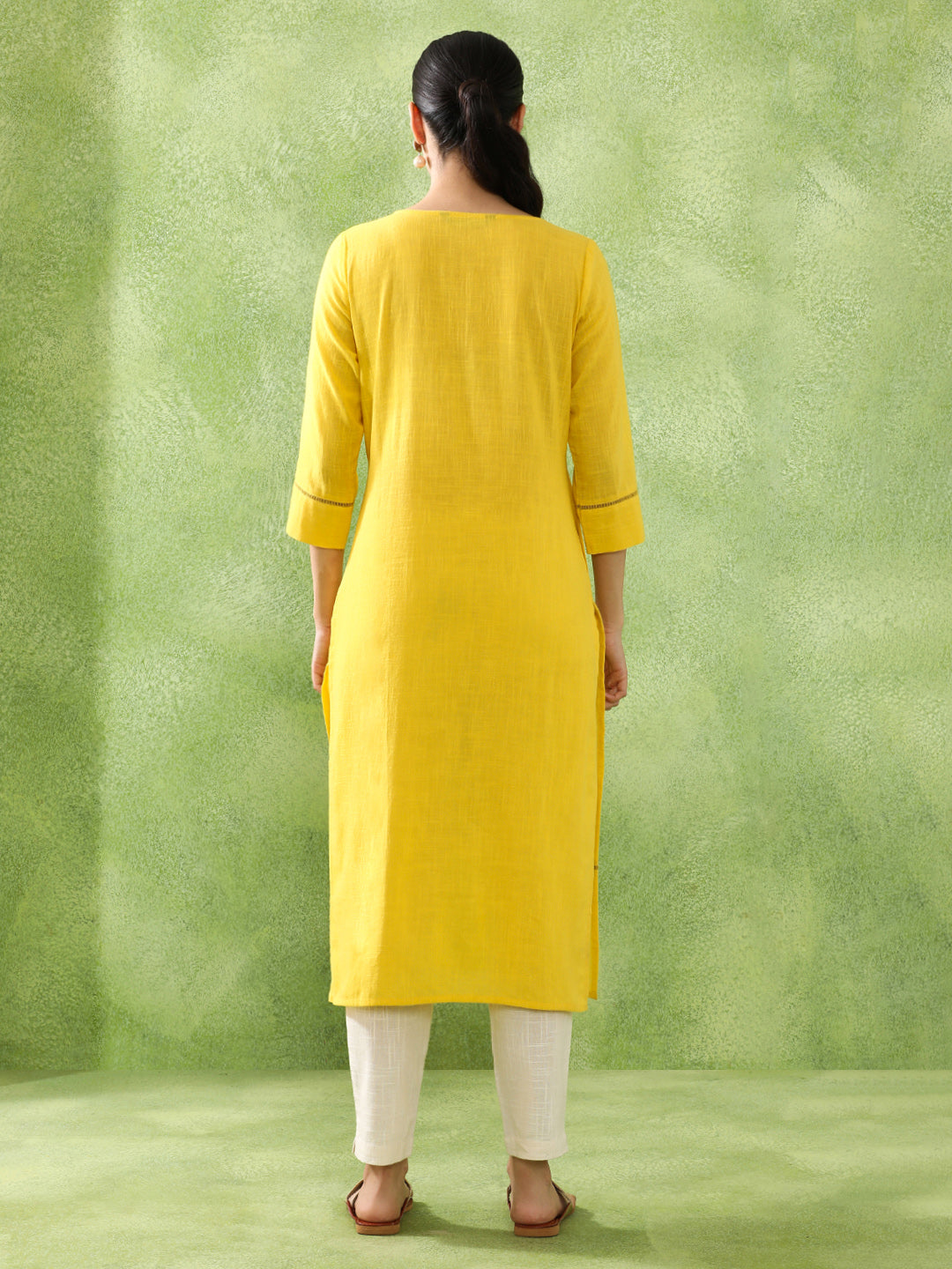 Woven Embroidered Straight  Kurta