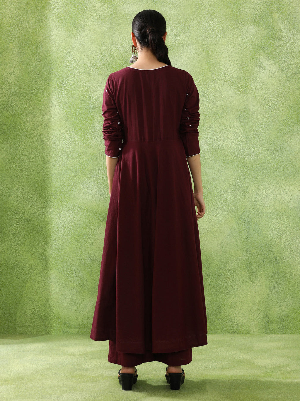 Embroidered A-Line Pure Cotton Kurta & Trousers Sets