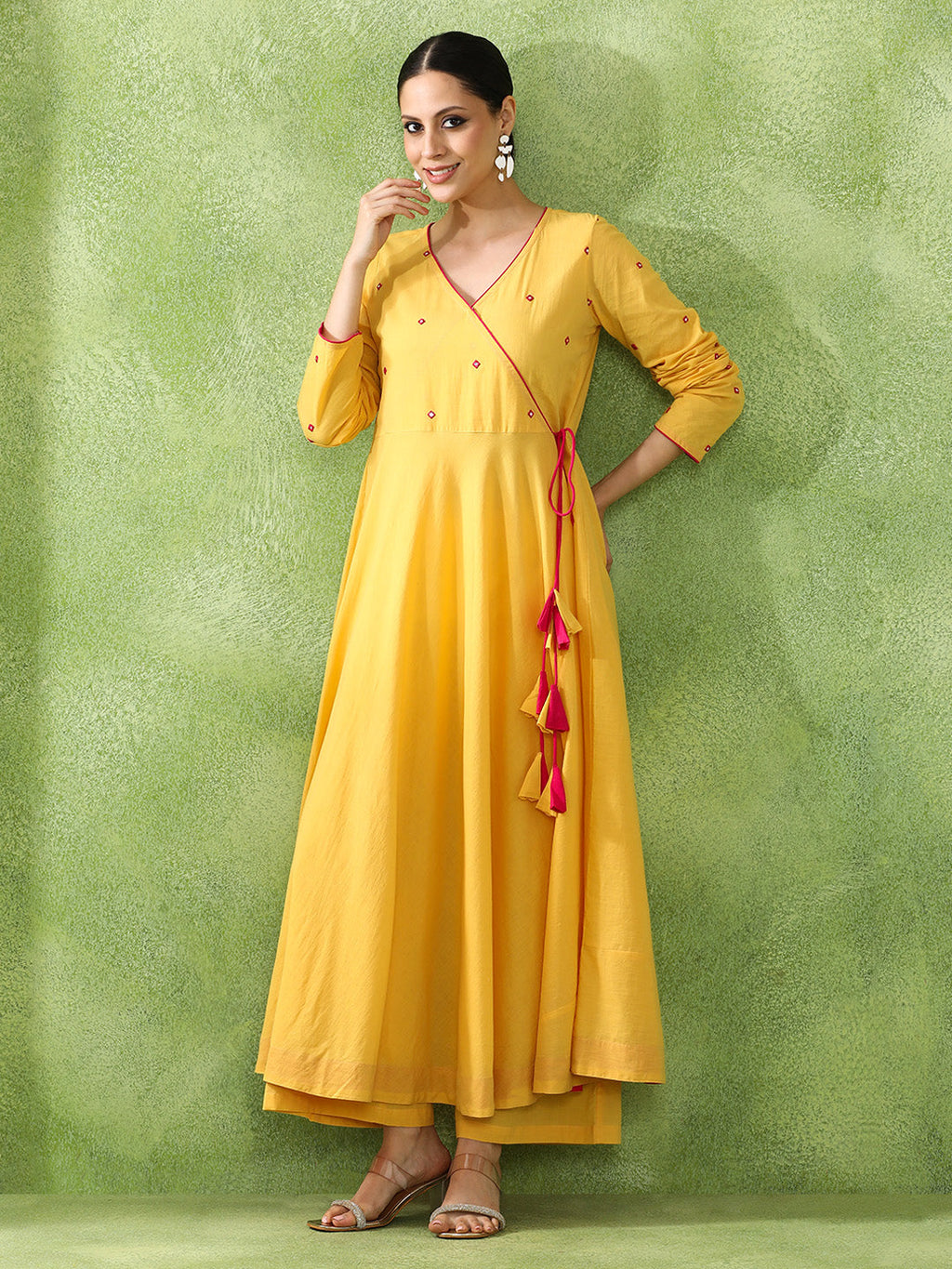 Embroidered A-Line Pure Cotton Kurta & Trousers Sets