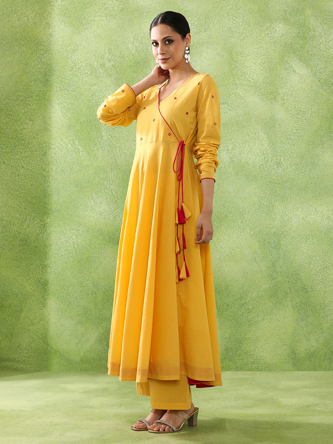 Embroidered A-Line Pure Cotton Kurta & Trousers Sets