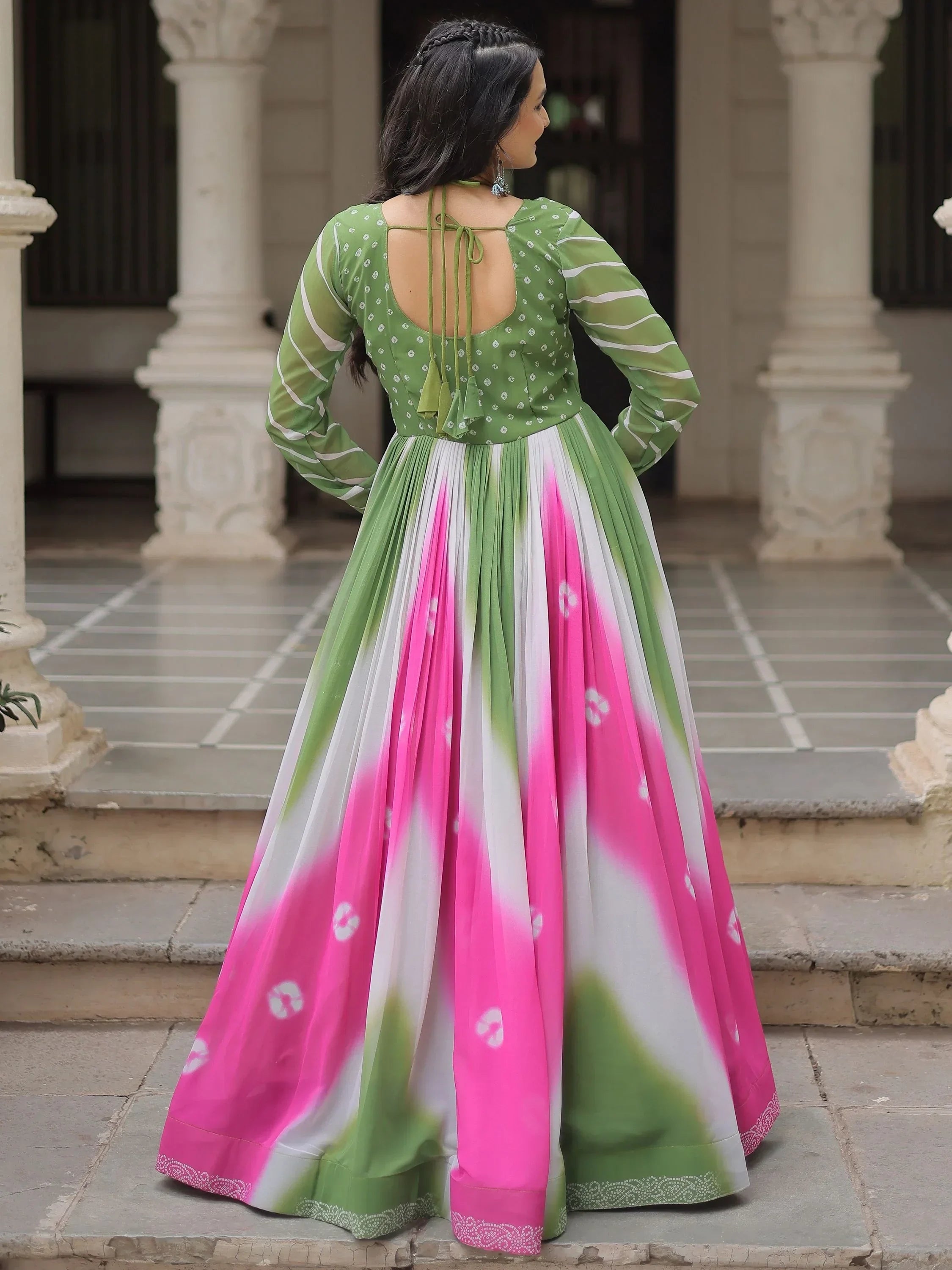 Bewitching Multi-Color Thread Embroidered Navratri Special Gown