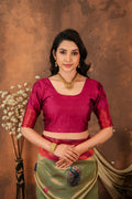Luxury Fuchsia Pink Banarasi Silk Saree with Jacquard Border | Designer Wedding Saree for Women