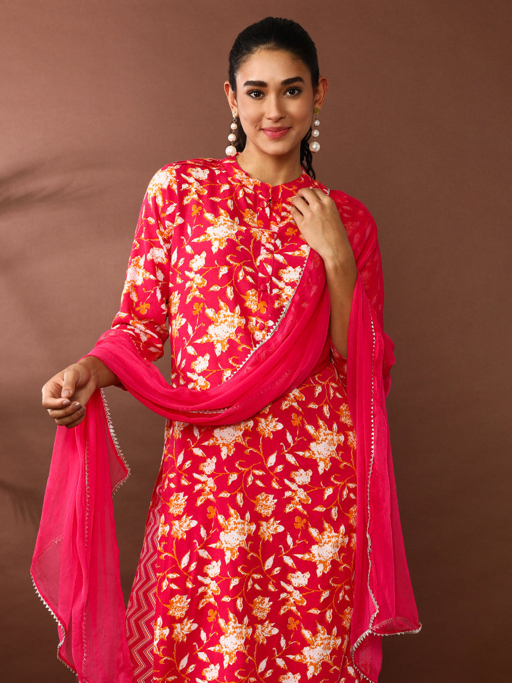 Floral Printed Straight Kurta and  Trousers Sets