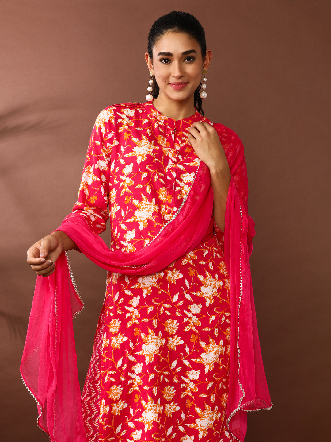 Floral Printed Straight Kurta and  Trousers Sets