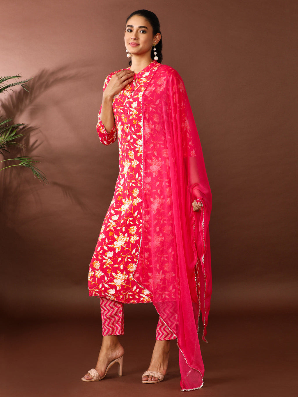 Floral Printed Straight Kurta and  Trousers Sets
