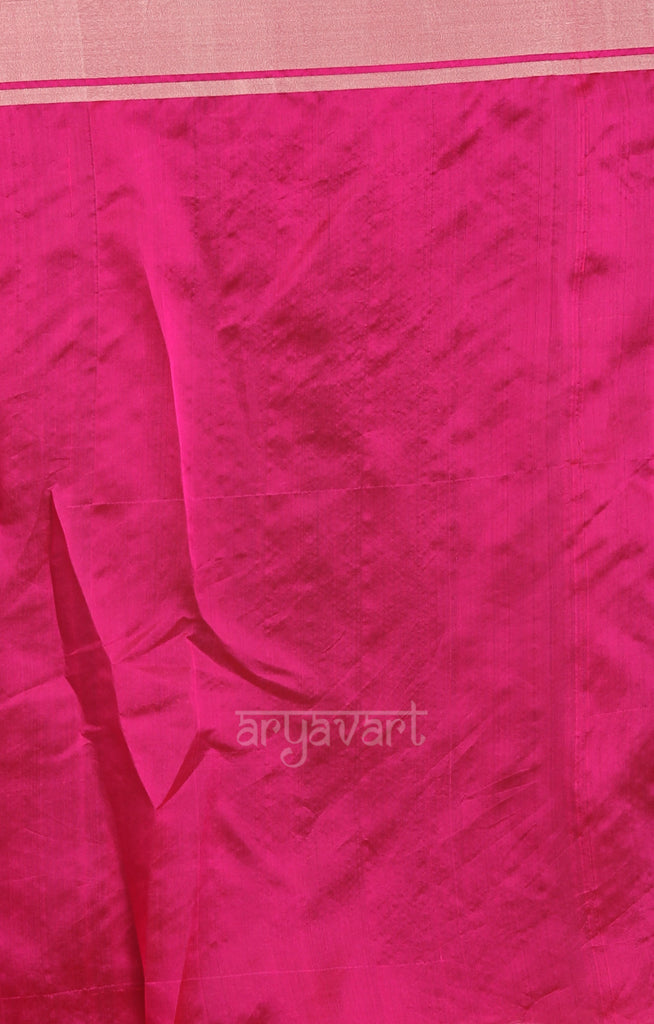 Stunning Fuchsia Silk Chanderi Saree With Woven Buttas