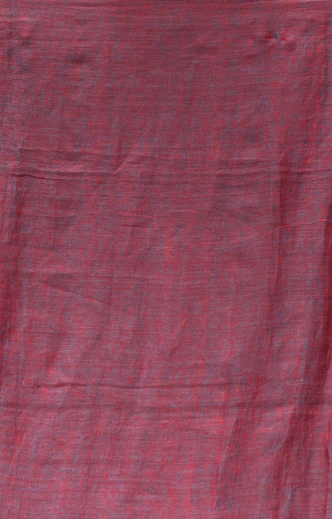 Grey & Berry color with  Striped Linen design Saree
