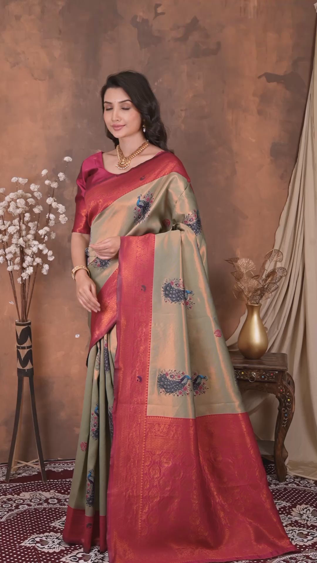 Luxury Fuchsia Pink Banarasi Silk Saree with Jacquard Border | Designer Wedding Saree for Women