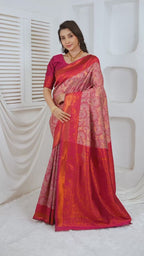 Premium Jacquard Silk Saree with Zari Woven Floral Design & Rich Contrast Pallu