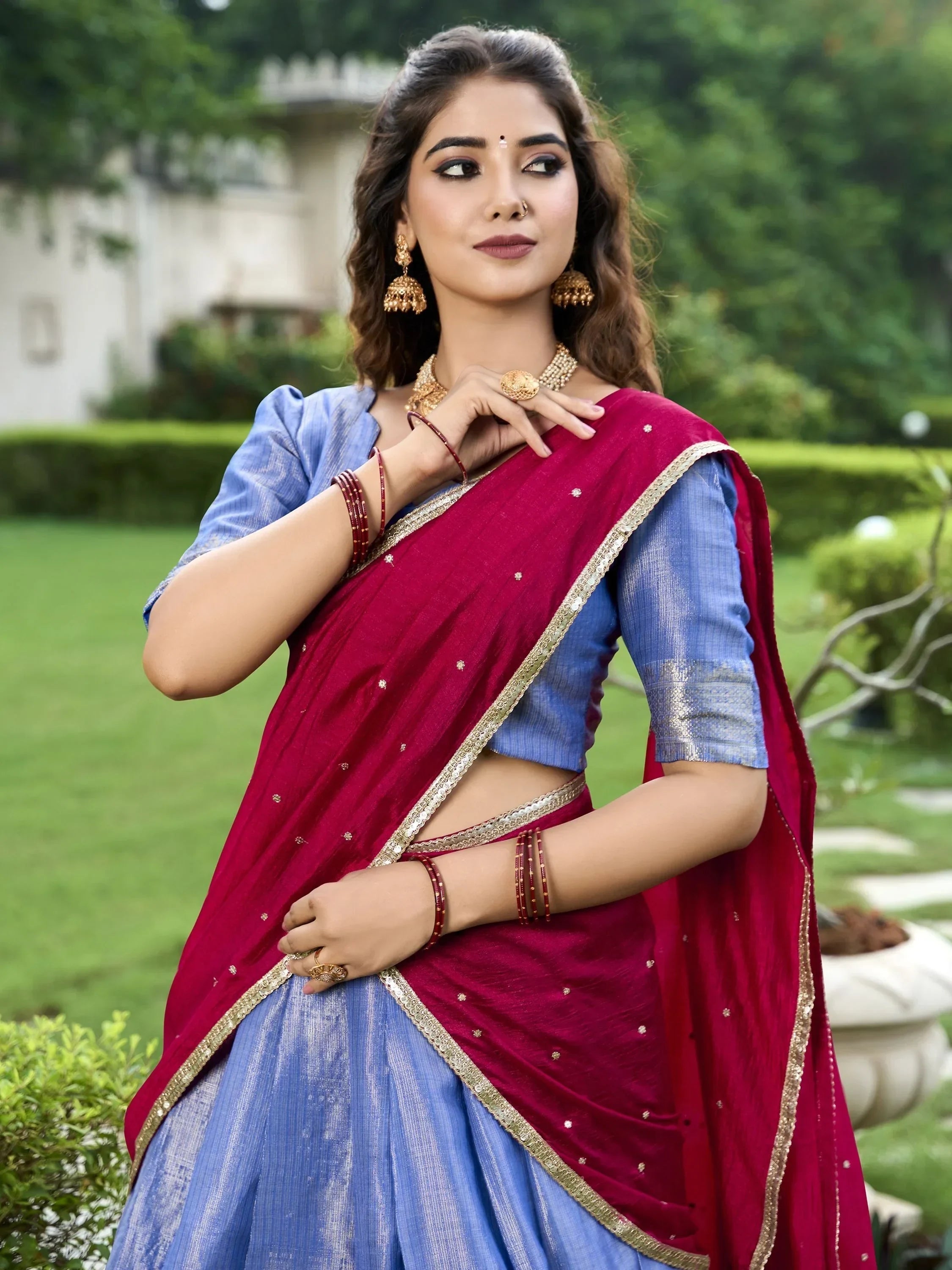 Special Royal Blue Color Zari Weaving Silk Event Wear Lehenga Choli