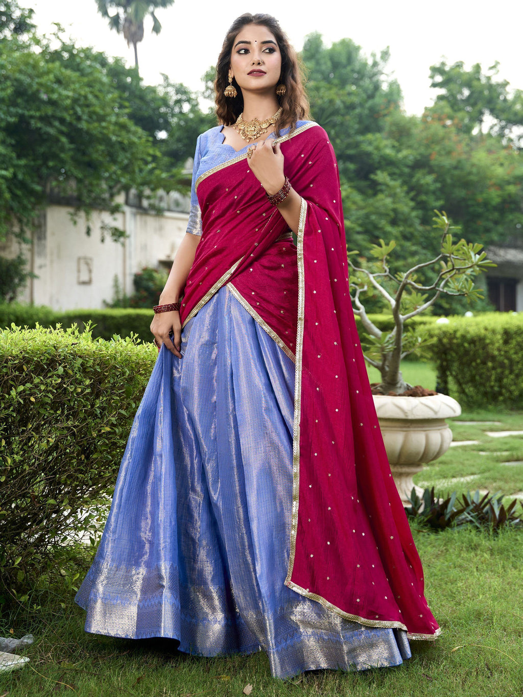 Special Royal Blue Color Zari Weaving Silk Event Wear Lehenga Choli