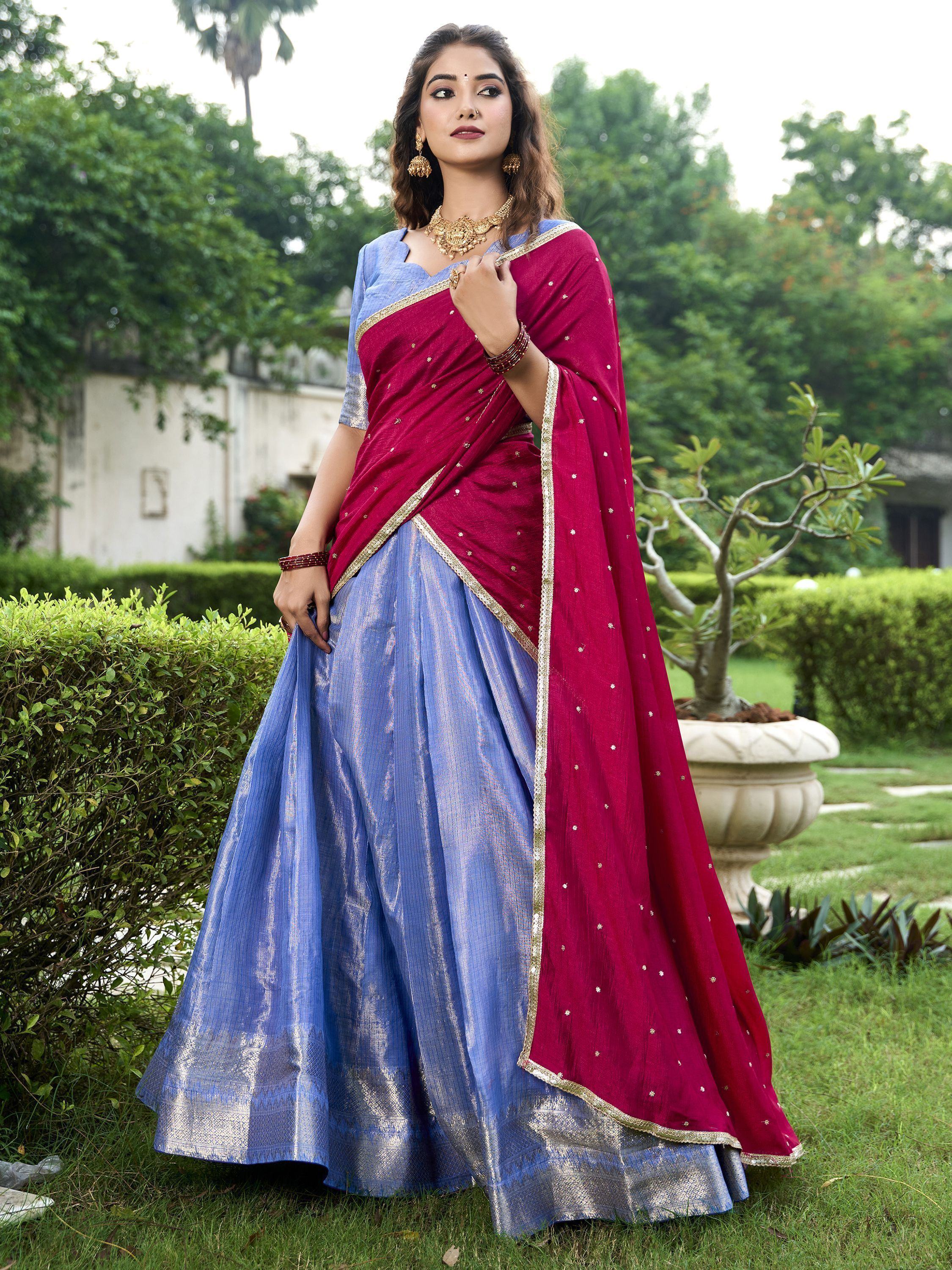Special Royal Blue Color Zari Weaving Silk Event Wear Lehenga Choli