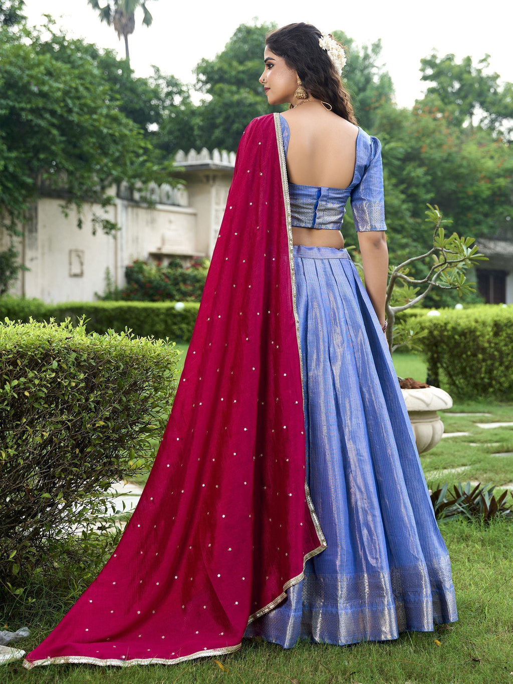 Special Royal Blue Color Zari Weaving Silk Event Wear Lehenga Choli